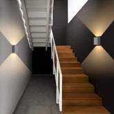 Alpha Lights matte black IP65 outdoor light glowing warmly
